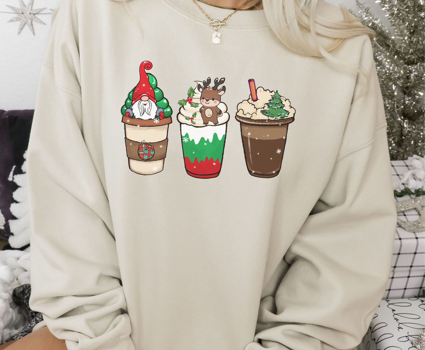 Gnome Reindeer Christmas Tree Cups - Full Color Transfer