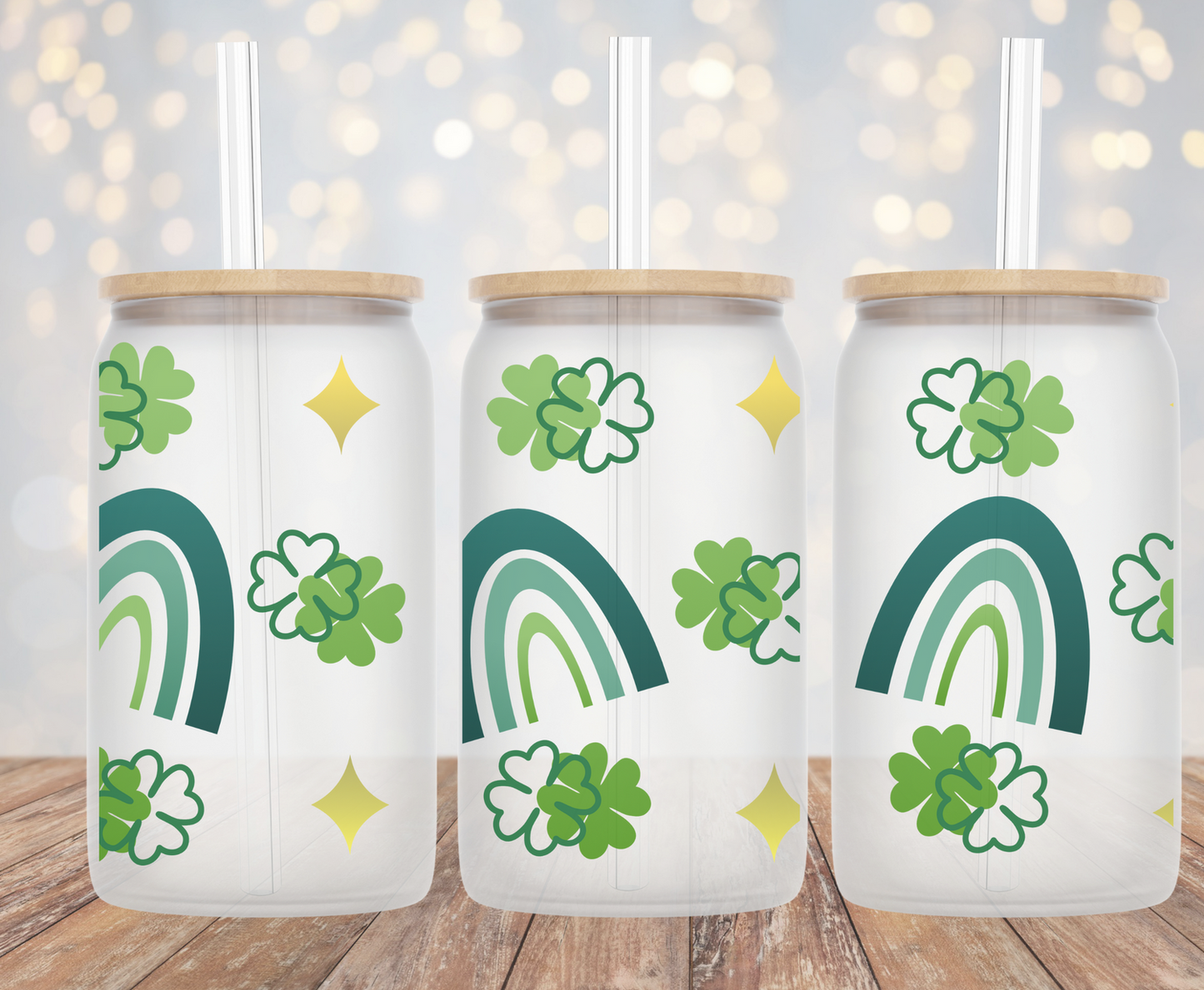 Rainbow Clovers - 16oz Cup Wrap