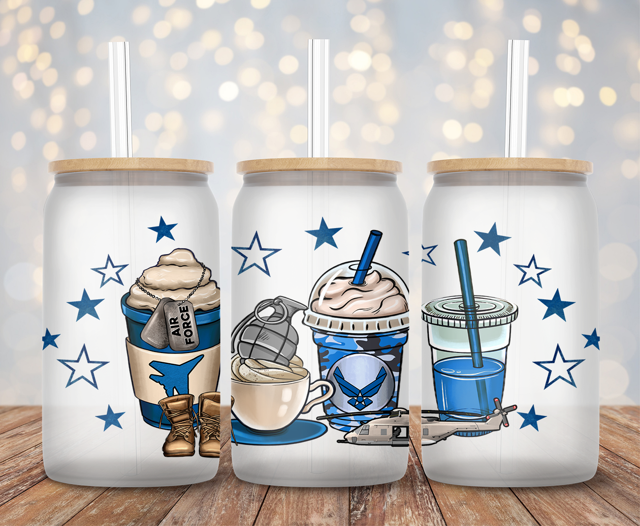 Air Force Stars Coffee - 16oz Cup Wrap