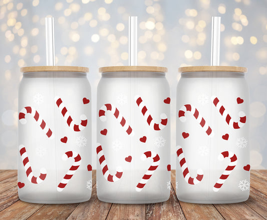 Hearts Candy Canes - 16oz Cup Wrap