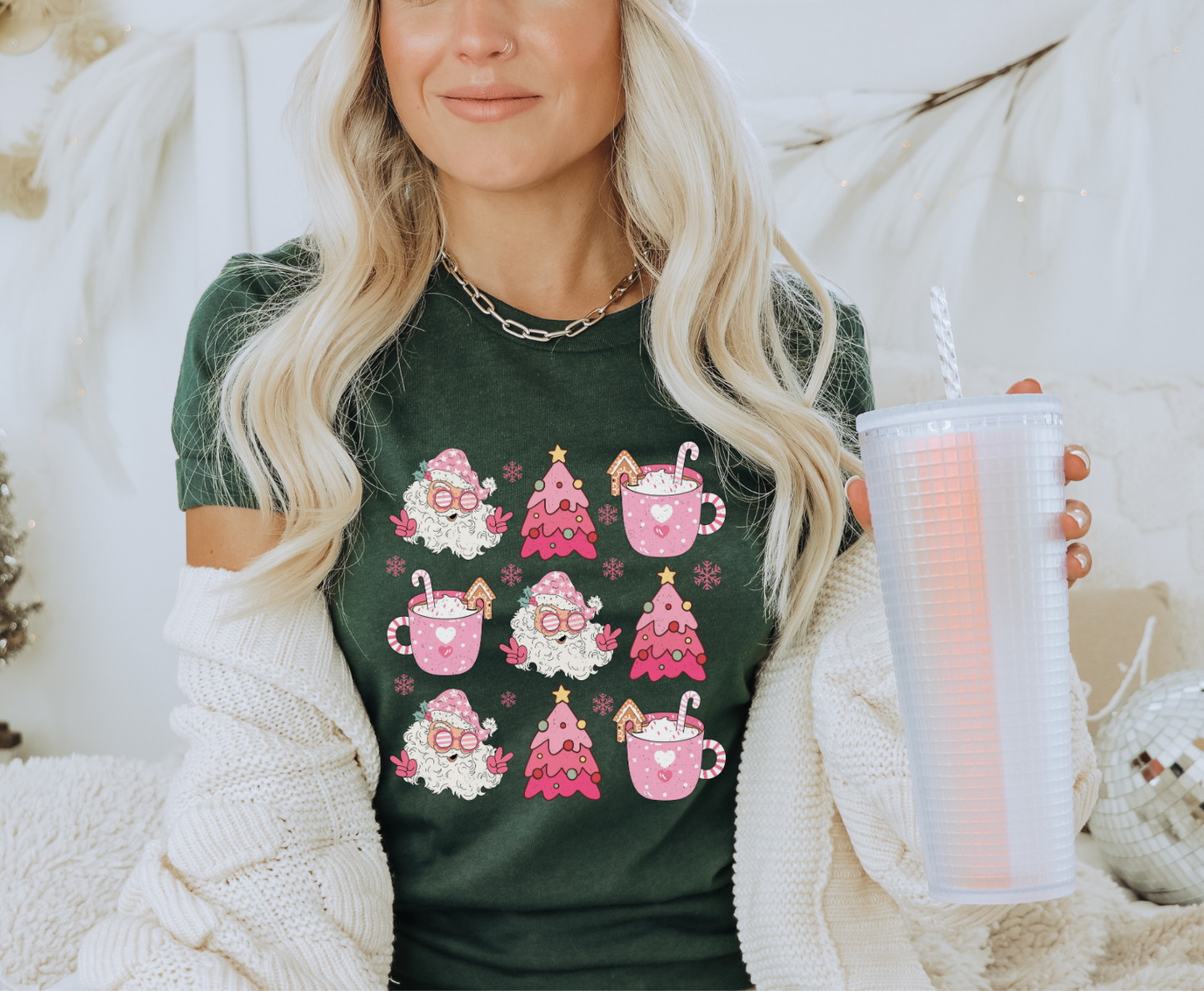 Santa Christmas Tree Cocoa- Full Color Transfer