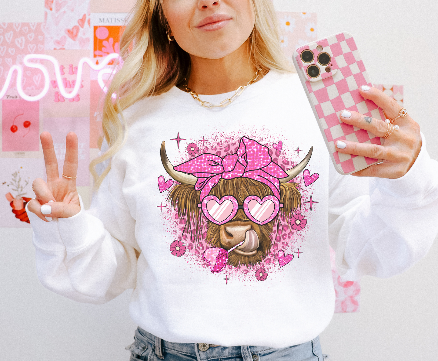 Highland Cow Valentine - Full Color Transfer