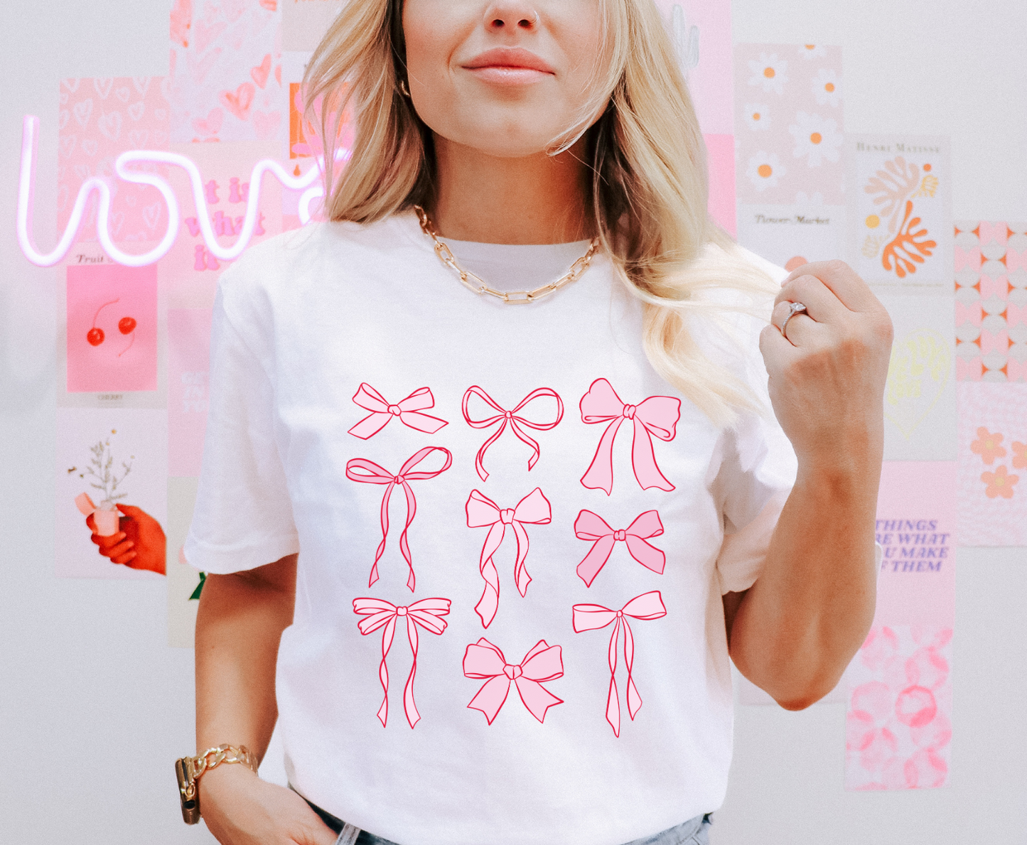 Pink Ribbons and Bows - Full Color Transfer