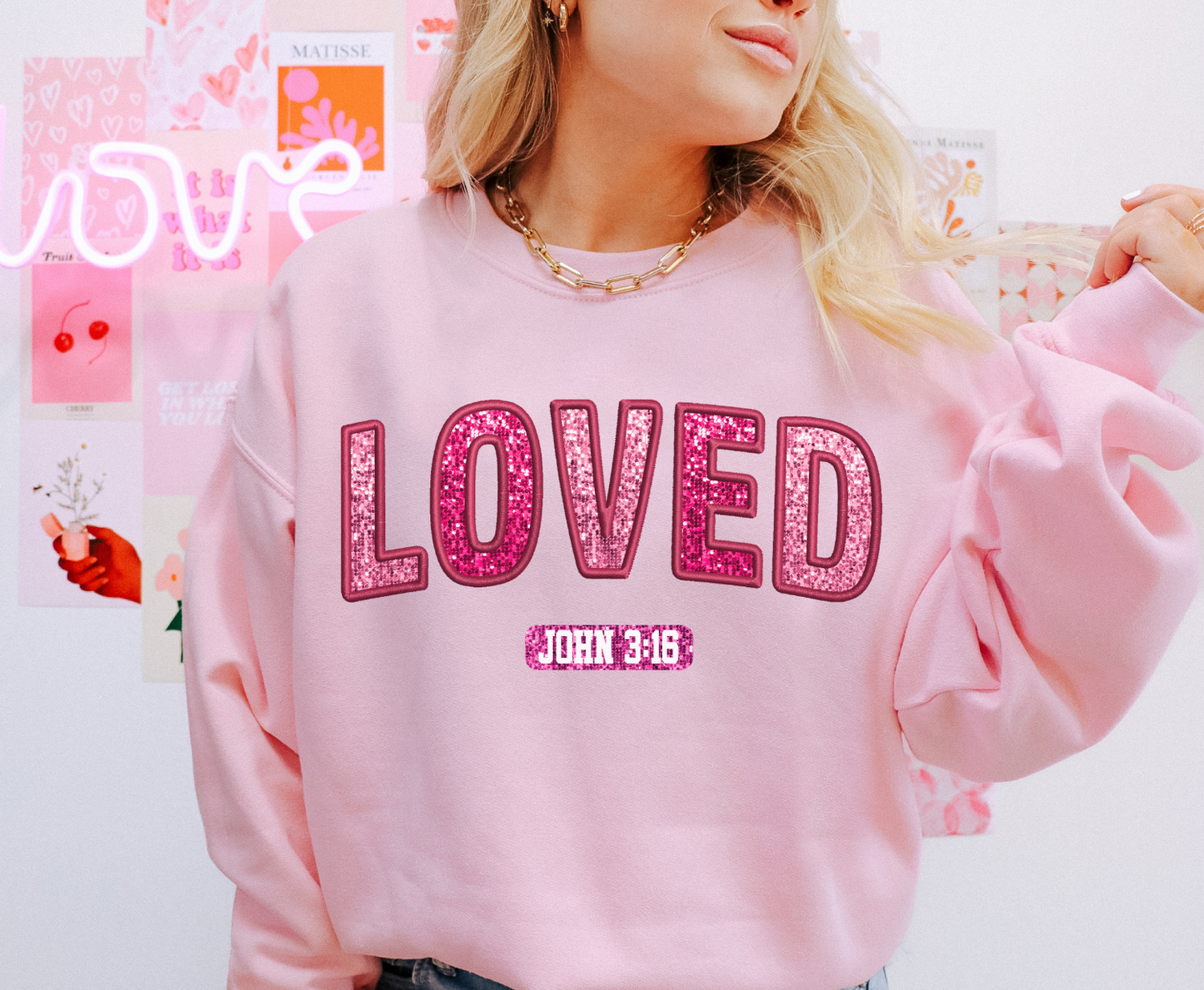 Faux Sequin Loved - Full Color Transfer