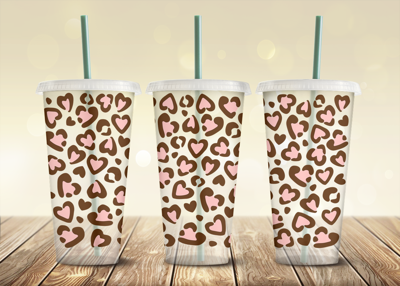 Cheetah Hearts - 240z Cup Wrap