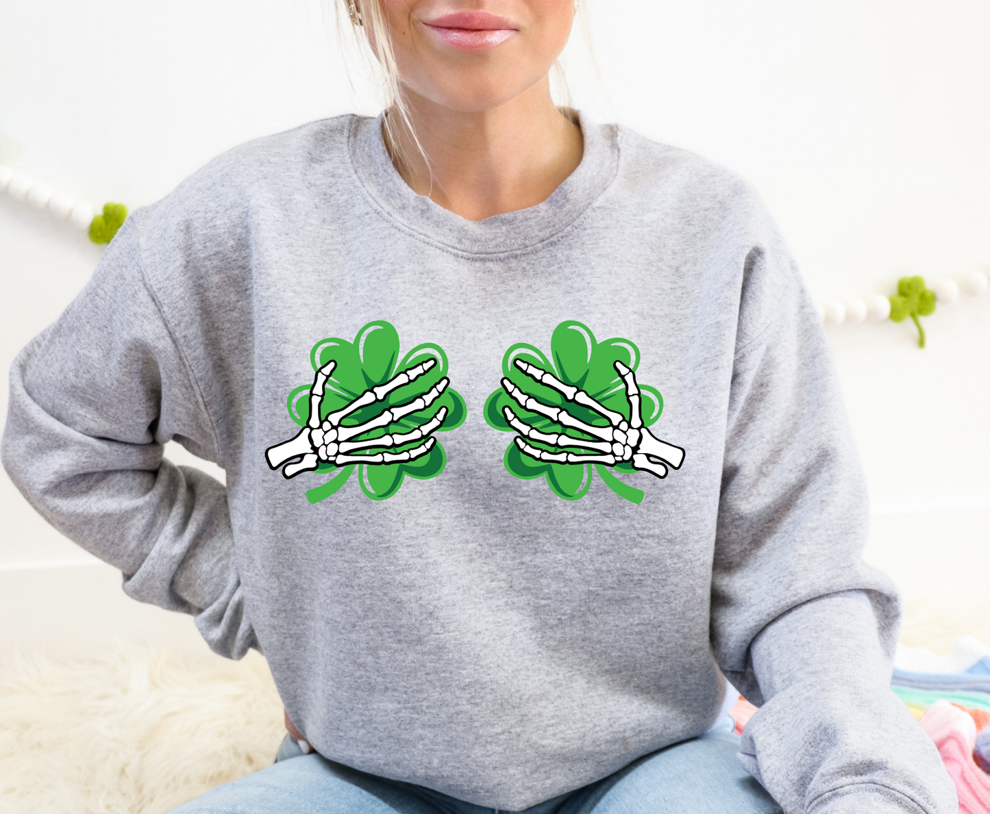 Shamrock Skeleton Hands - Full Color Transfer