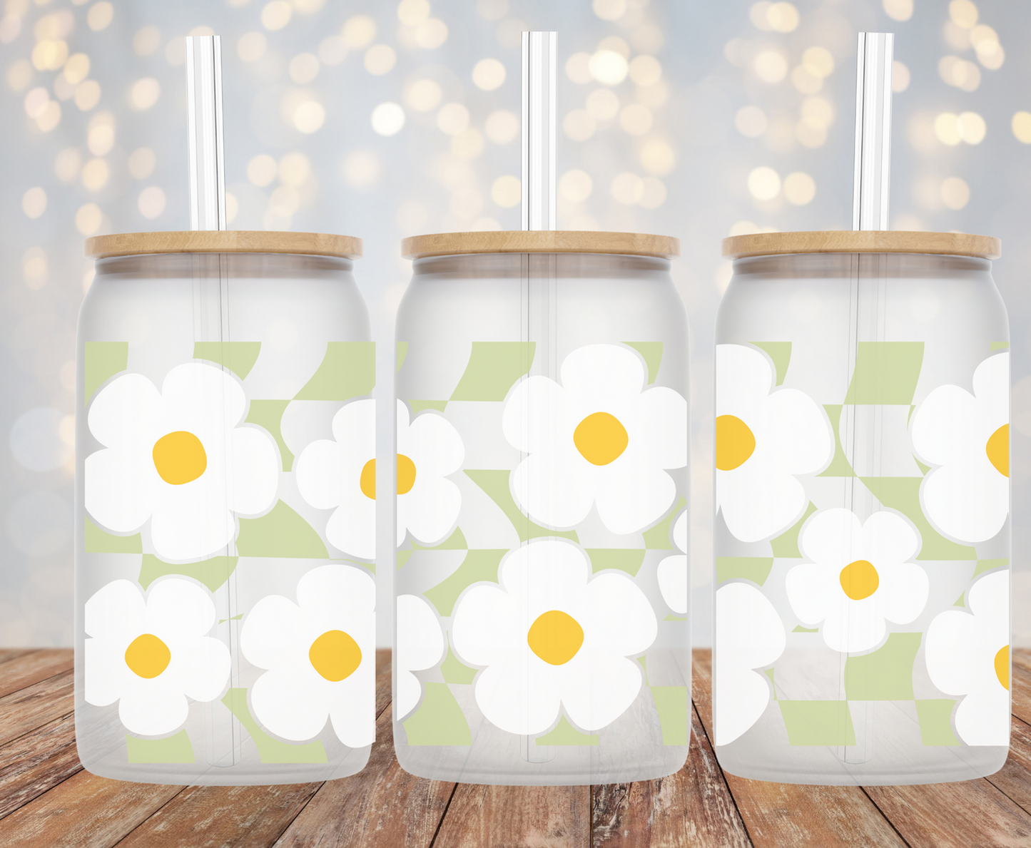 Plaid Daisy Checkered - 16oz Cup Wrap
