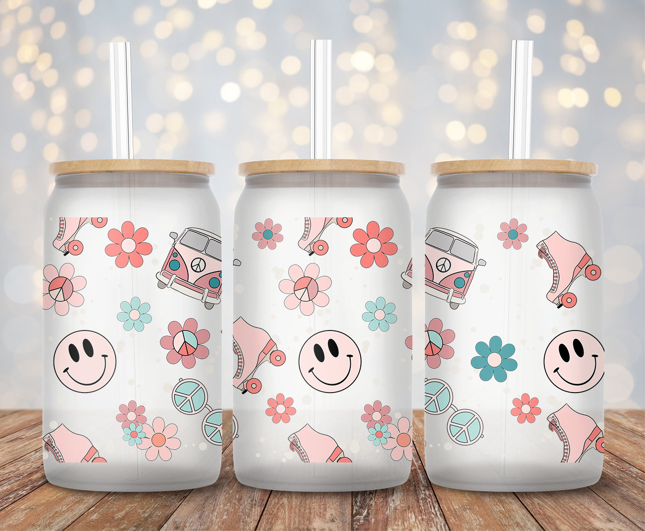 Rolling Into Happiness - 16oz Cup Wrap