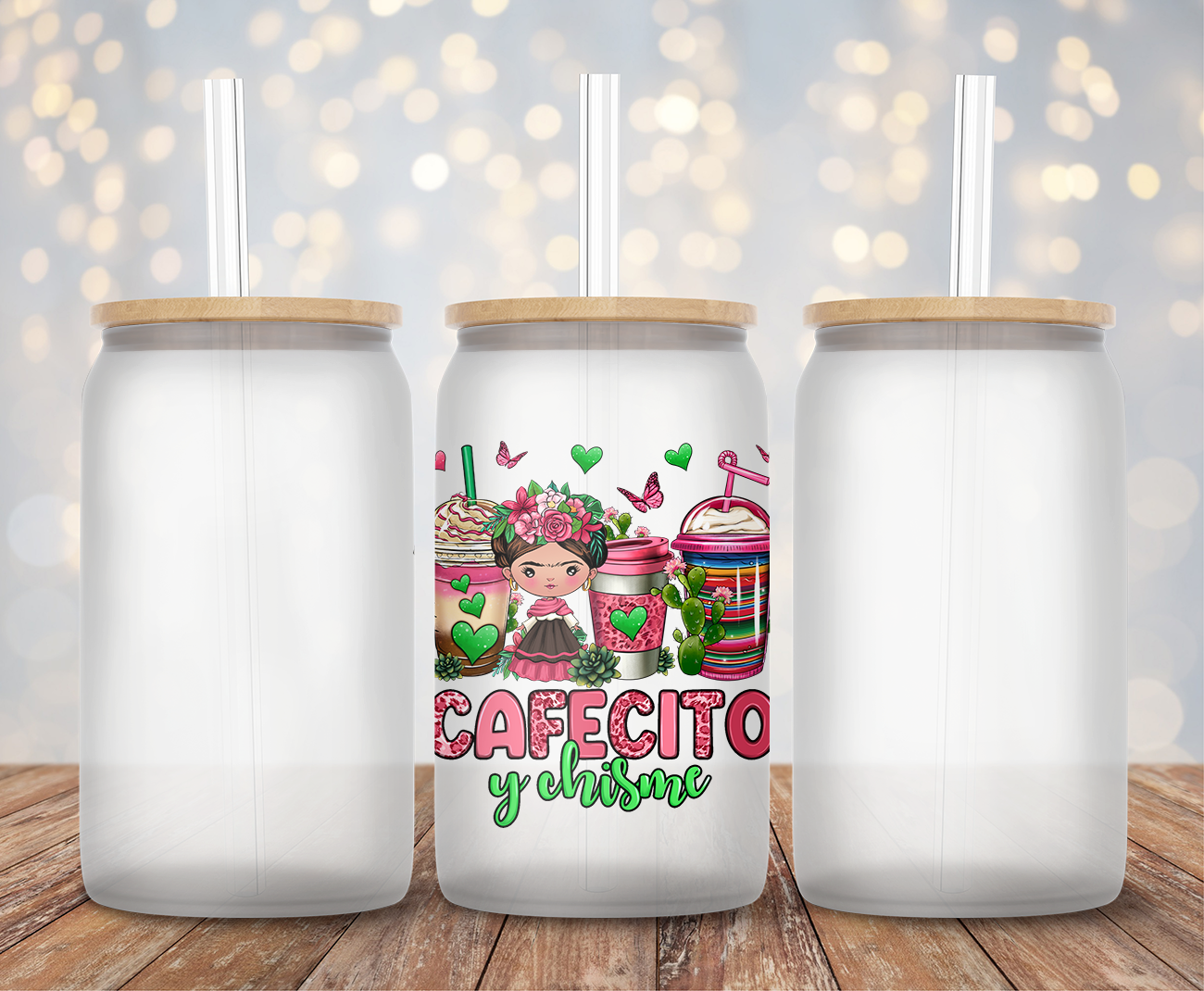 Pink Leopard Cafecito Y Chisme - Decal