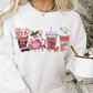 Pink Elf Stocking & Snowman Latte -  Full Color Transfer
