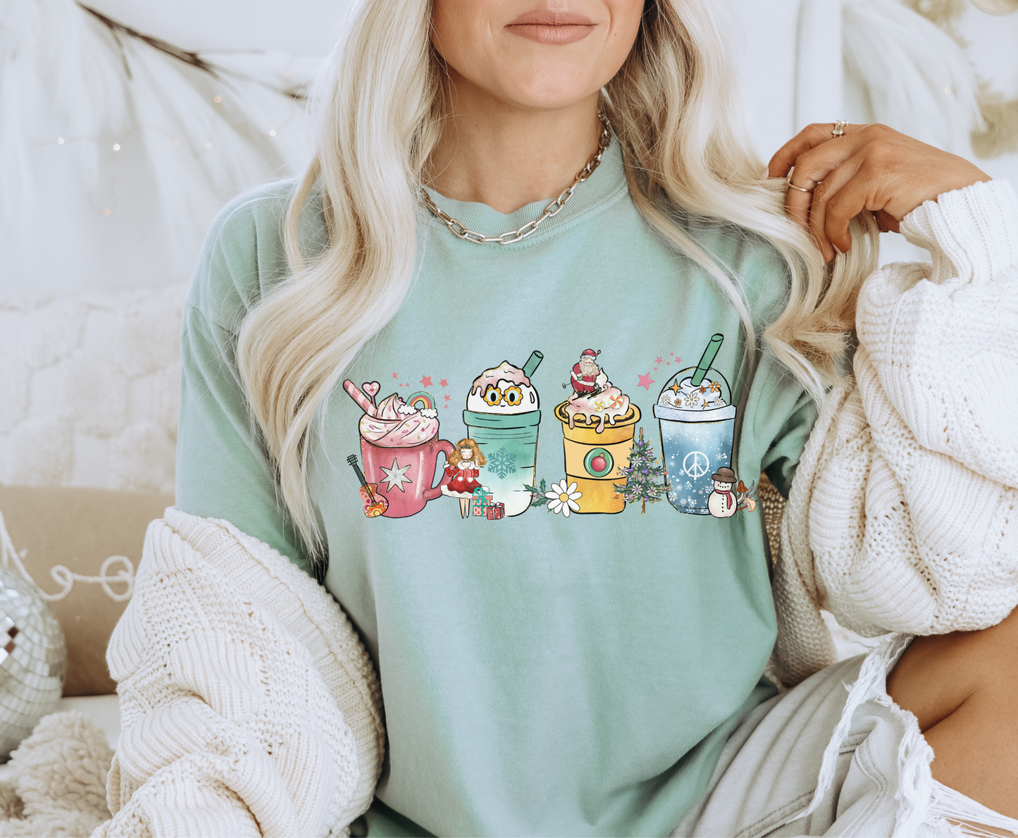 Pastel Snowman Latte -  Full Color Transfer