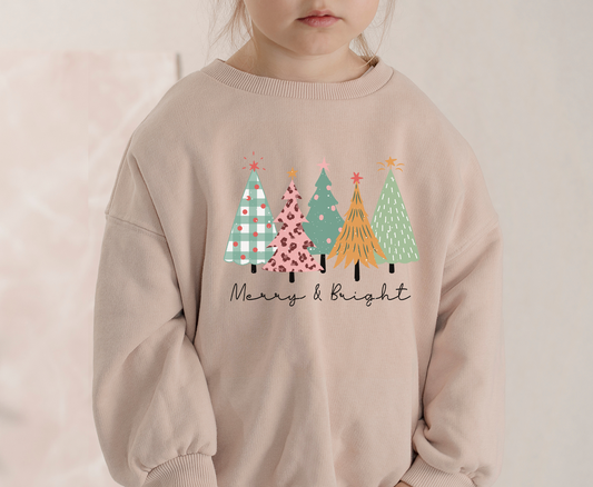 Merry & Bright Christmas Tree - Full Color Transfer