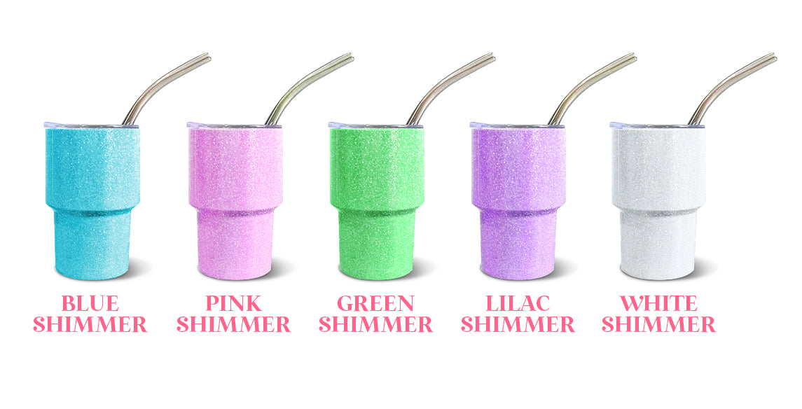 2oz Mini Shimmer Glass Tumbler with Straw