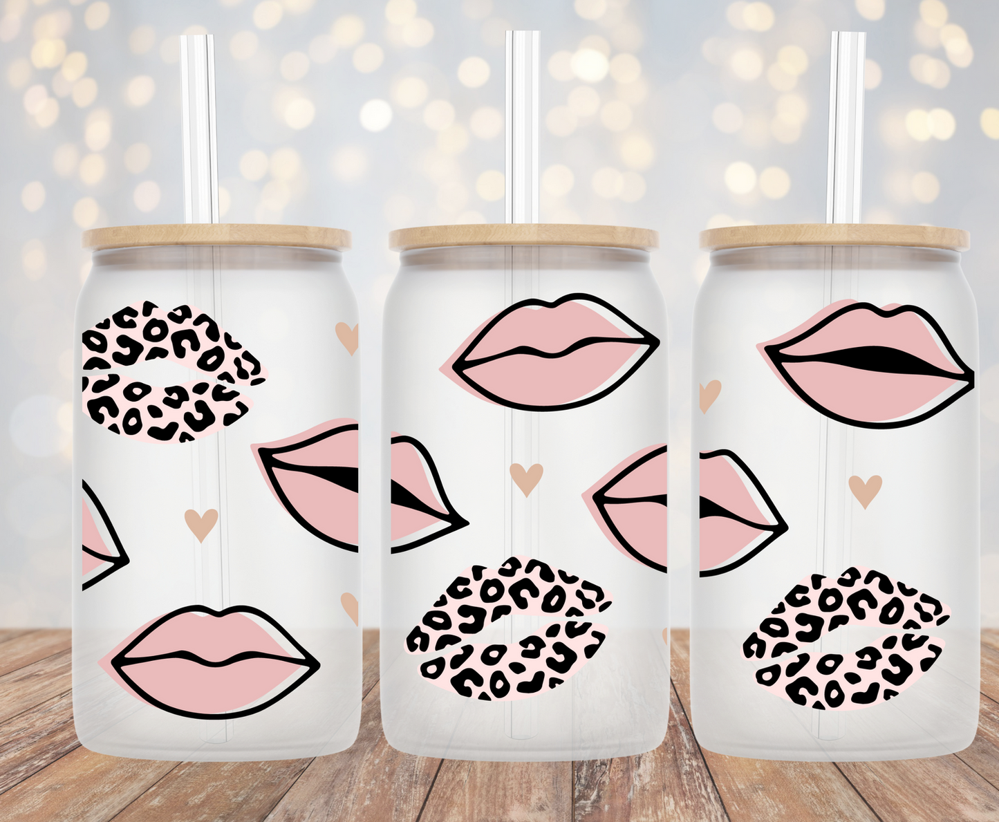 Cheetah Lips Kisses - 16oz Cup Wrap