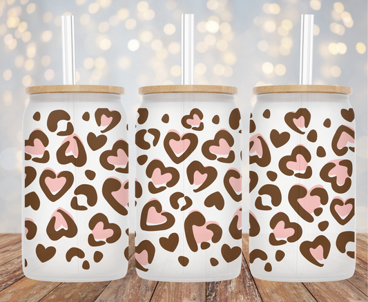 Cheetah Hearts Print - 16oz Cup Wrap