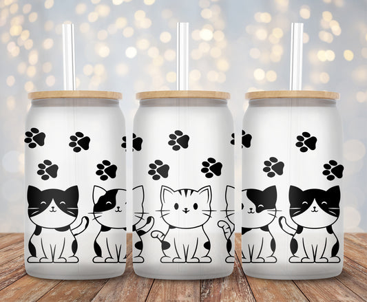 BW Cats And Paws - 16oz Cup Wrap