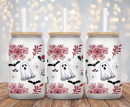 Boo Ghost Floral - 16oz Cup Wrap