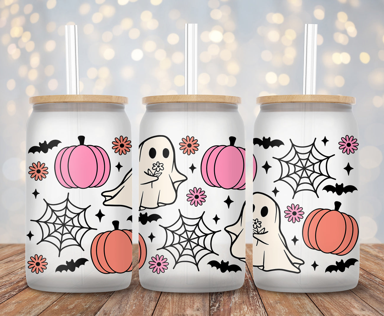 Cute Ghost Pumpkins - 16oz Cup Wrap