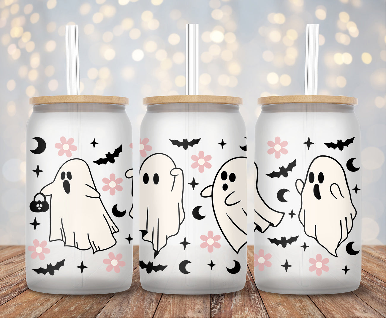 Cute Flying Ghosts - 16oz Cup Wrap