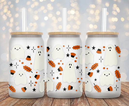 Candy Corn And Cute Ghosts- 16oz Cup Wrap