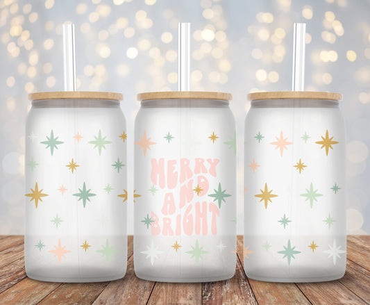 Merry And Bright Stars - 16oz Cup Wrap