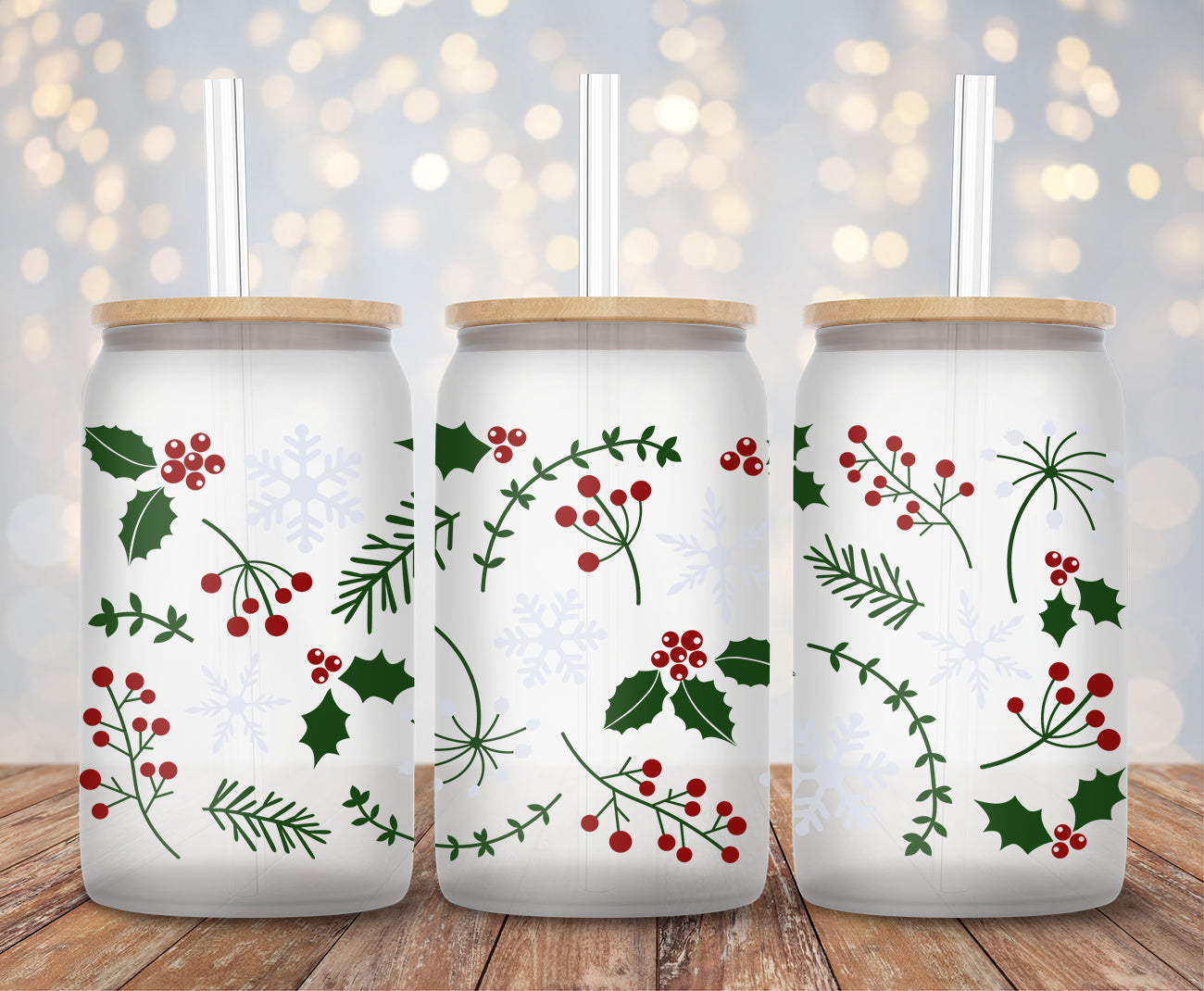 Mistletoes And Snowflakes - 16oz Cup Wrap