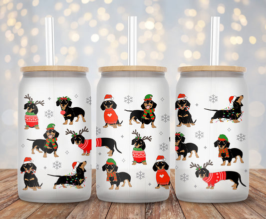 Christmas Dachshund Dog - 16oz Cup Wrap