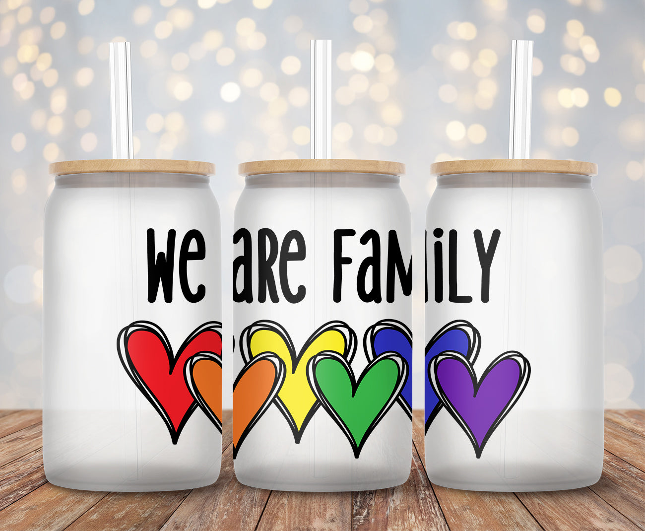 We are Family Rainbow Hearts - Decal