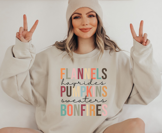 Flannel Pumpkins Bonfires -  Full Color Transfer