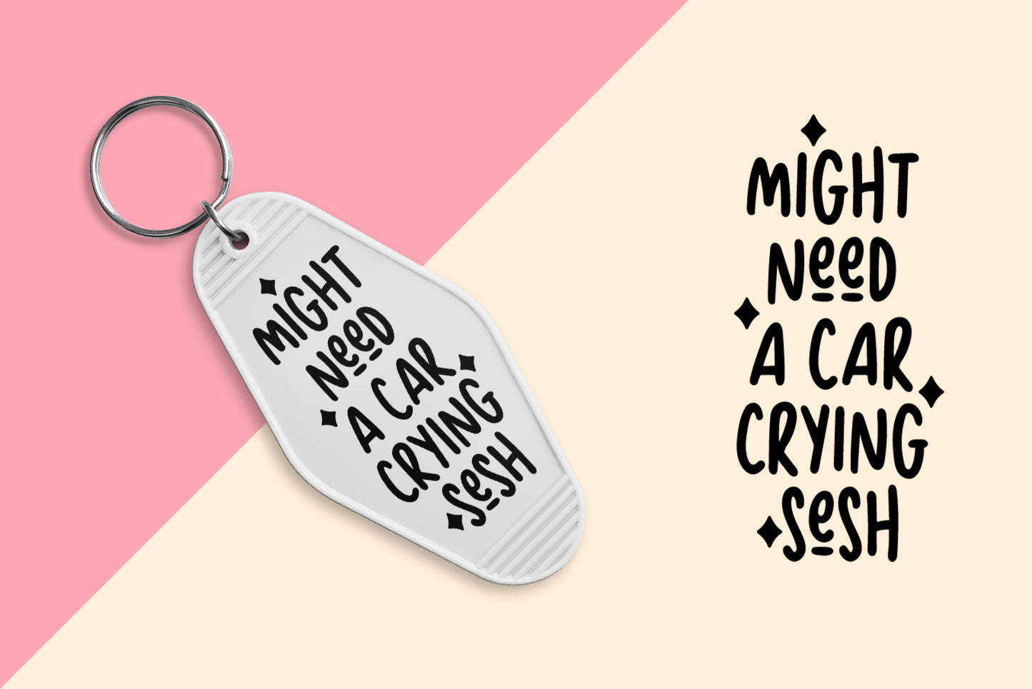 Might Need A Car Crying Sesh - Set of 6 (Motel Keychain UV DTF)