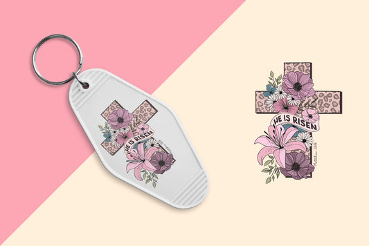 He Is Risen Floral - Set of 6 (Motel Keychain UV DTF)