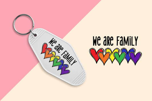 We are Family Rainbow Hearts - Set of 6 (Motel Keychain UV DTF)
