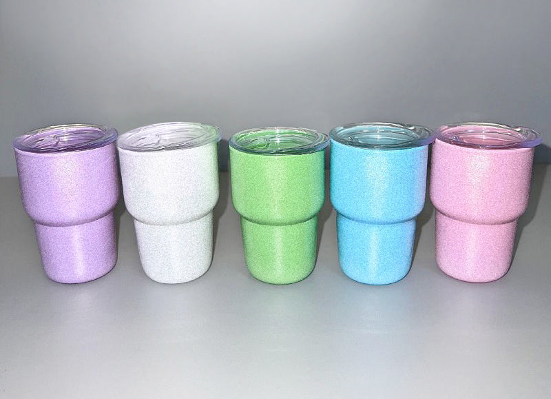 2oz Mini Shimmer Glass Tumbler with Straw