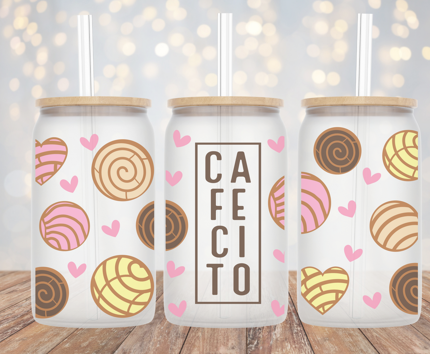 Cafecito Concha design - 16oz Cup Wrap