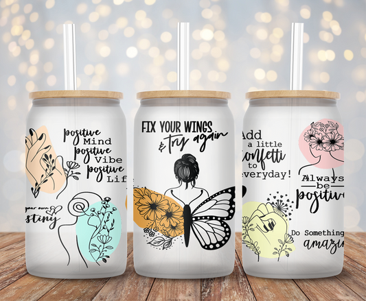 Stroll Through Life With Positivitea (EXCLUSIVE) - 16oz UVDTF Cup Wrap