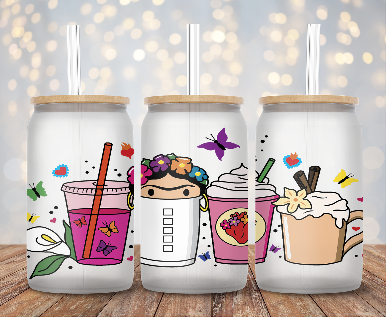 Floral Cafecito- 16oz Cup Wrap