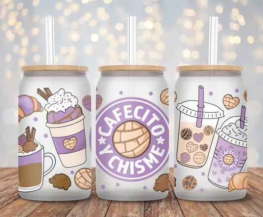 Lilac Cafecito Y Chisme - 16oz Cup Wrap