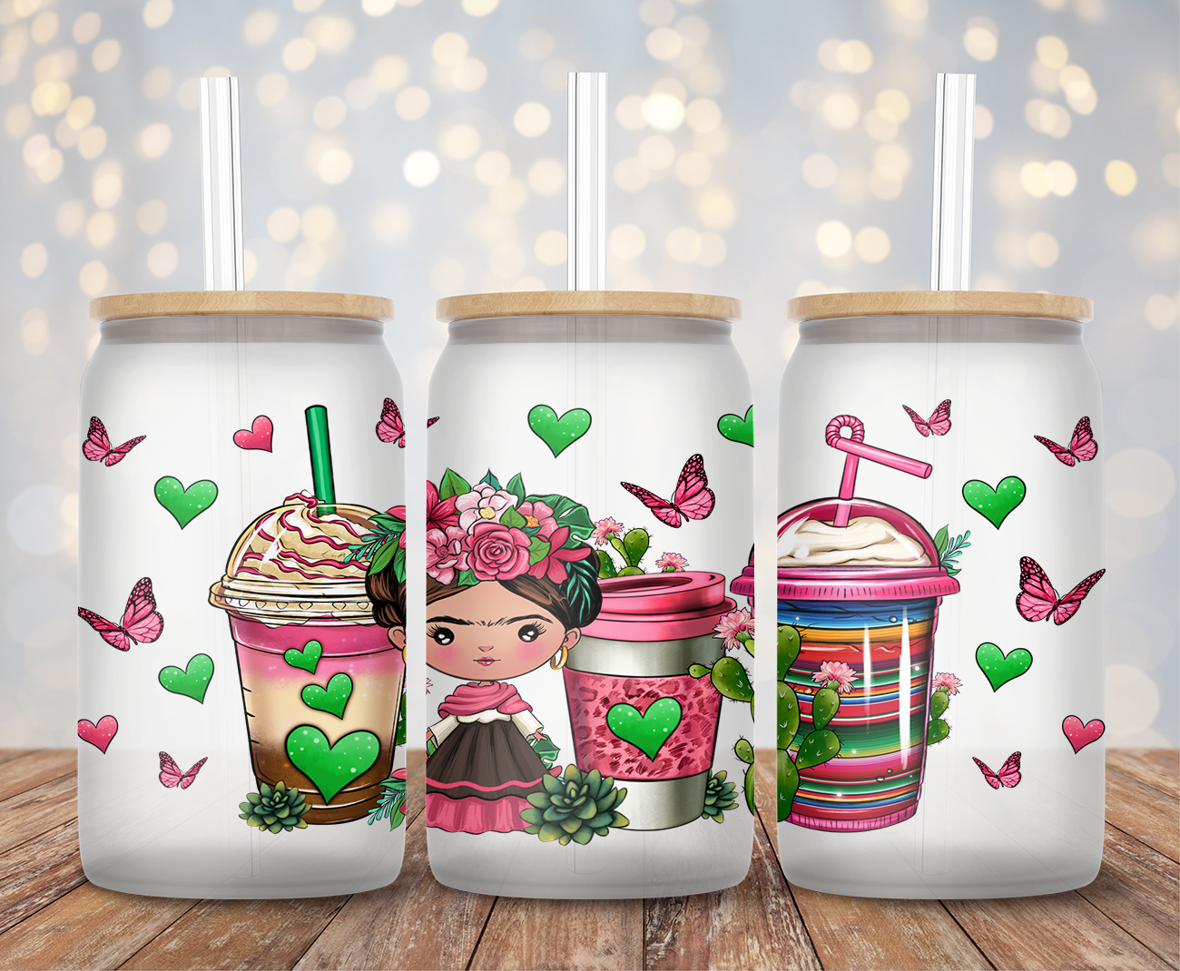 Pink Leopard Cafecito Y Chisme - 16oz Cup Wrap