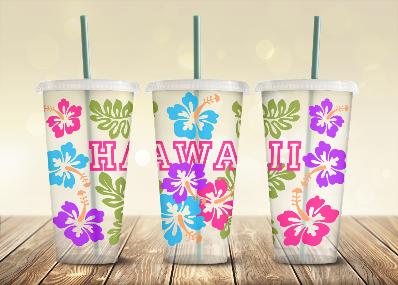 Hawaii Hibiscus- 24oz Cold Cup Wrap