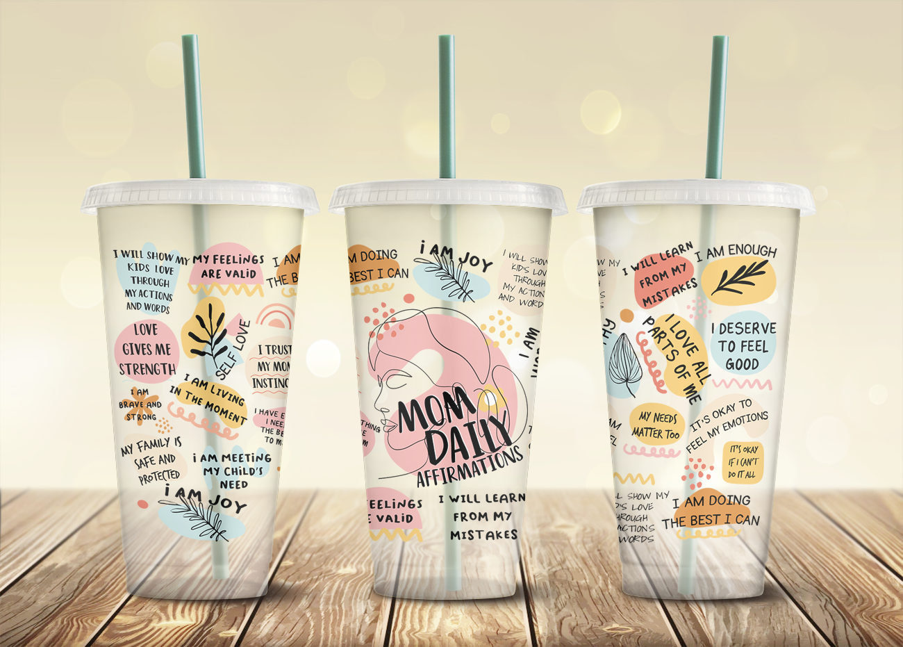 Mom Daily Affirmations - 240z Cold Cup Wrap