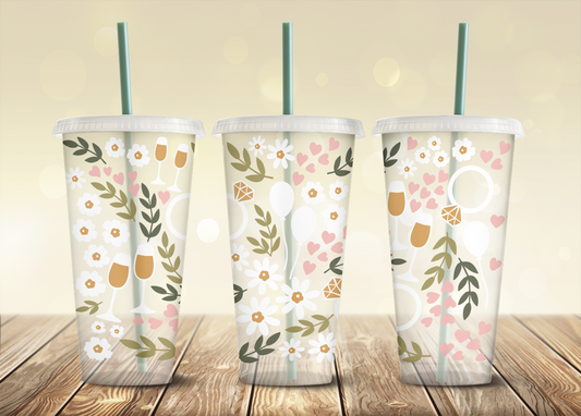Bridal Floral - 24oz Cold Cup Wrap