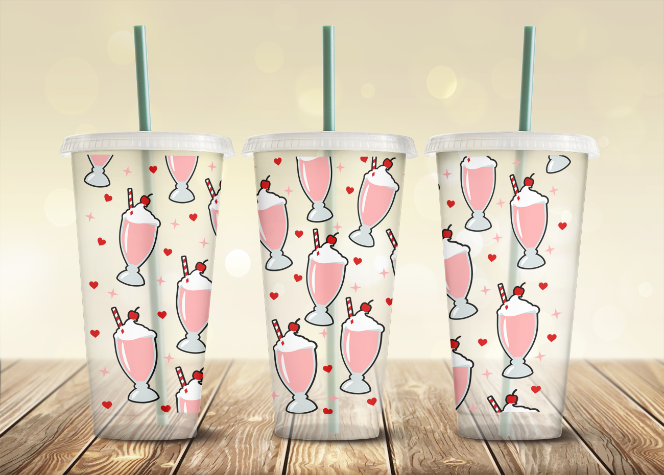Pink Milk Shake - 24oz Cold Cup Wrap